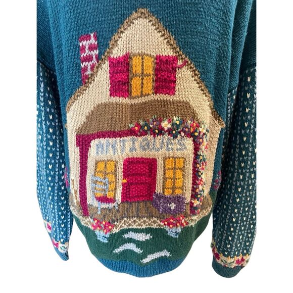 Vintage 80’s Cape Isle Knitters Patchwork Hand Knit Cottagecore Sweater L-RARE - Picture 7 of 13